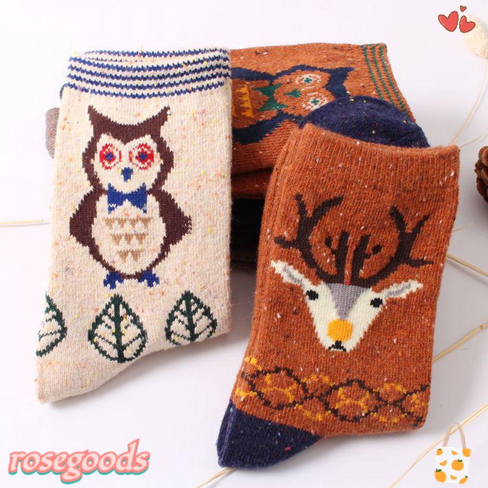 1 Đôi Tất Cotton Dày In Hình Thú Dễ Thương Thời Trang