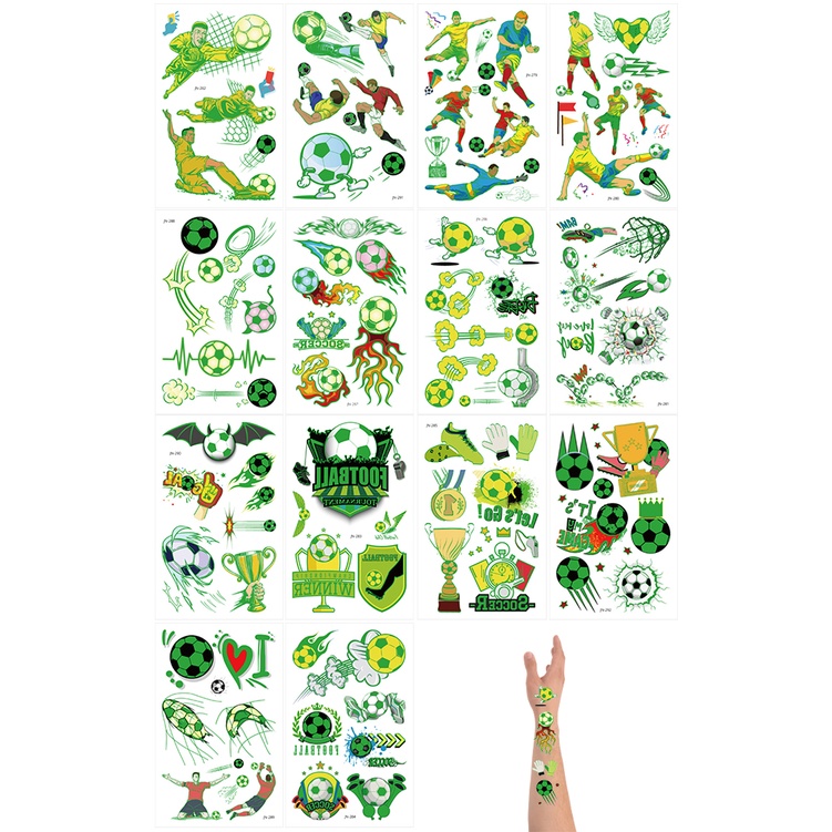 14pcs Removable Practical Festival Waterproof Decorations Supplies Girls Boys Classroom Soccer Theme Tattoos Stickers