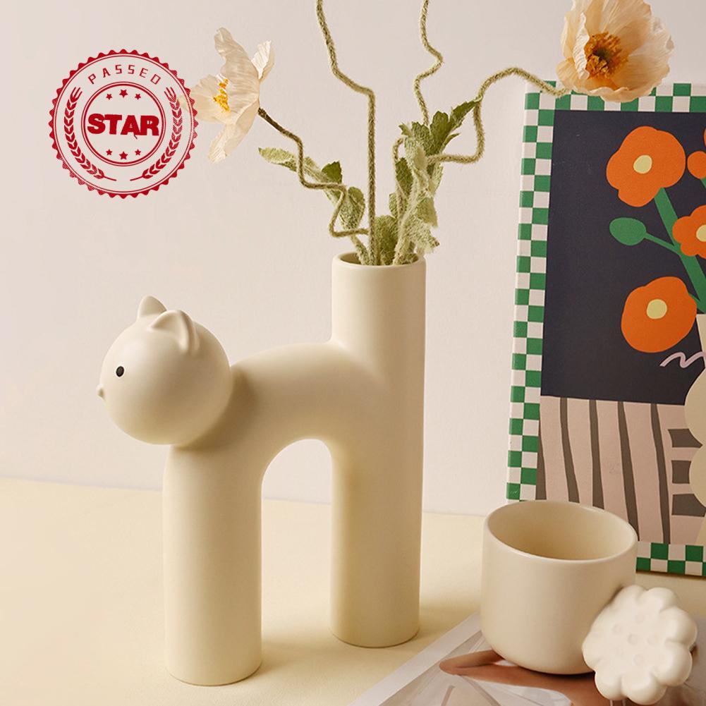 Lọ Hoa Bằng Sứ Hình Mèo Độc Đáo Trang Trí Nhà Cửa L7G3