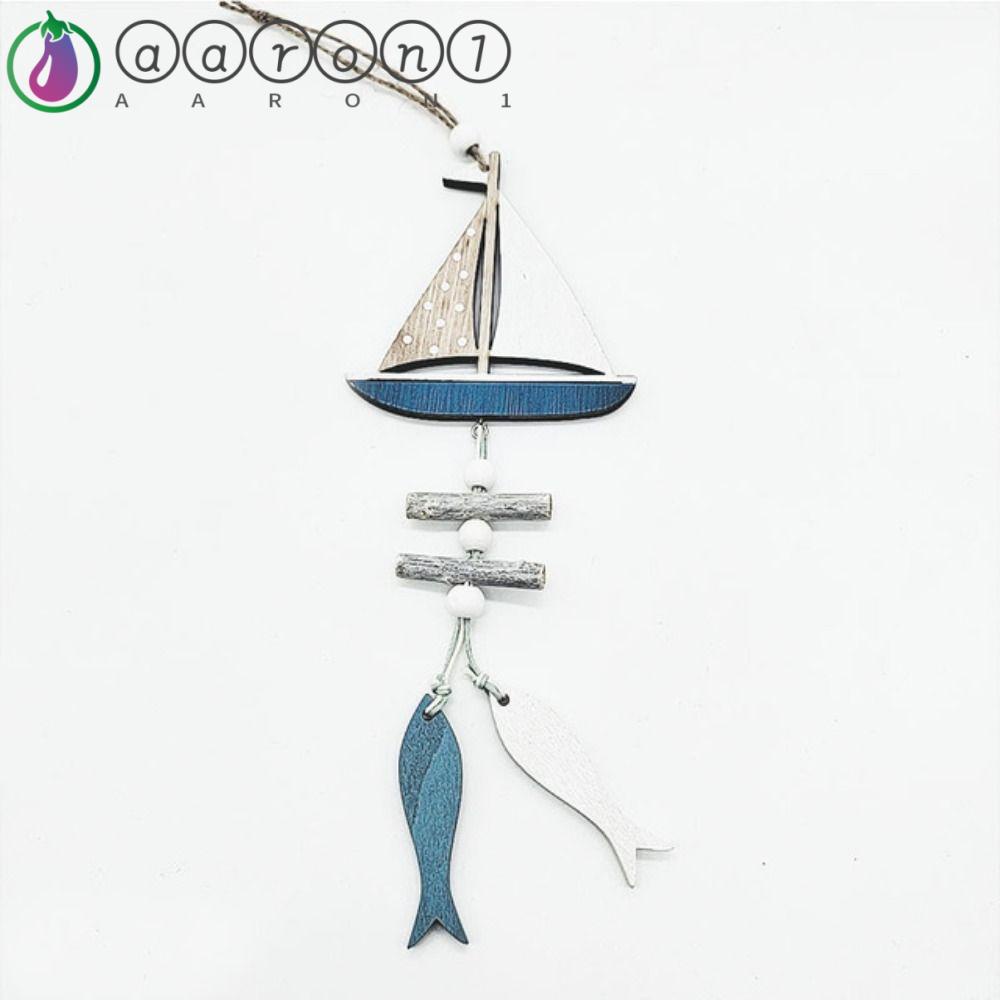 Aaron1 Phụ Kiện Mặt Gỗ Hình Cá Biển Nhỏ Sơn Màu Thủ Công Treo Tường Trang Trí Chất Lượng Cao