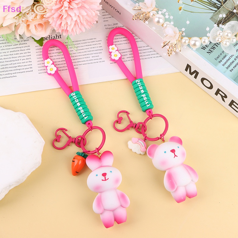 {Ffsd} Móc Khóa Hoạt Hình Thỏ Gấu Hồng Đáng Yêu Trang Trí Ba Lô / Ô Tô * Bán Chạy