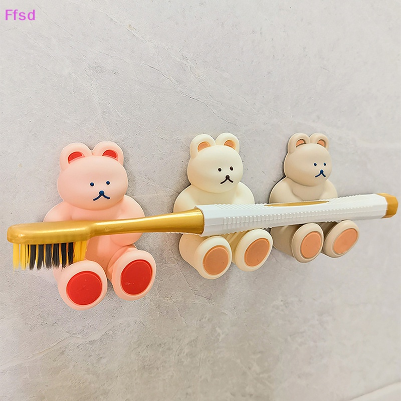 {Ffsd} Giá Đỡ Bàn Chải Đánh Răng &amp; Móc Hít Chân Không Hình Gấu Hoạt Hình Sắp Xếp