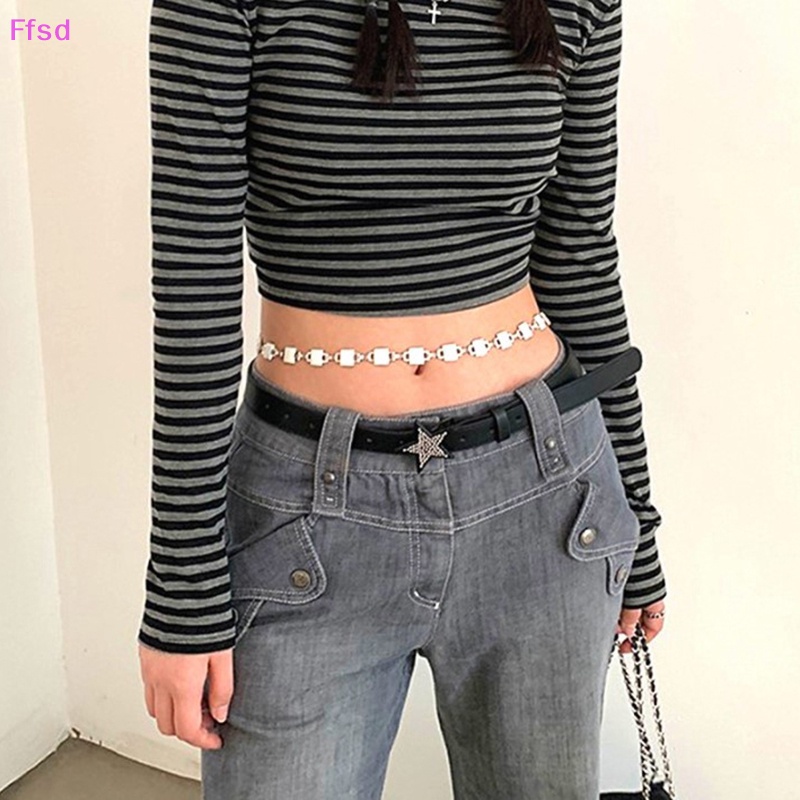 Thắt Lưng Da PU Hình Ngôi Sao Đính Đá Thời Trang Cho Nữ