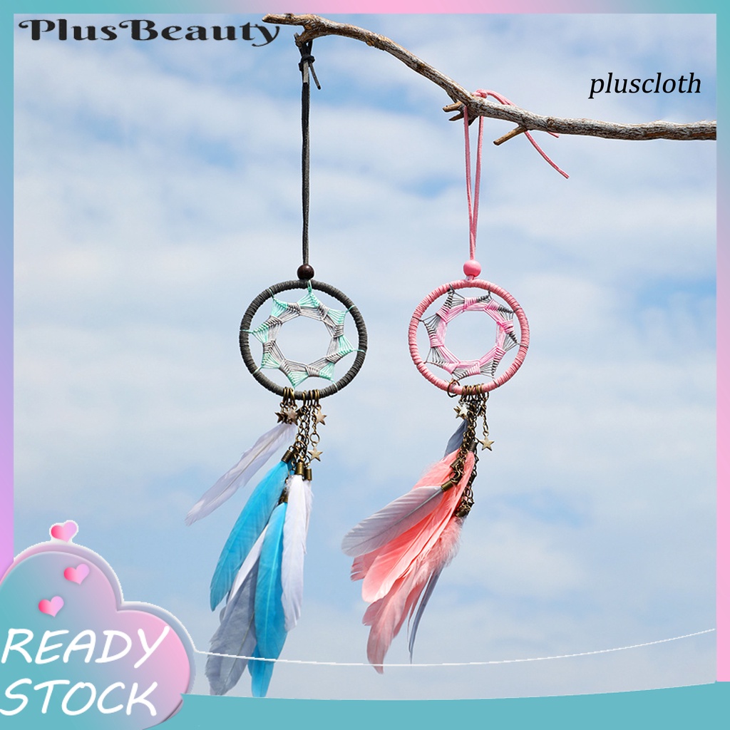 Dreamcatcher Đính Lông Vũ Nhân Tạo Treo Trang Trí Phòng Bé Gái