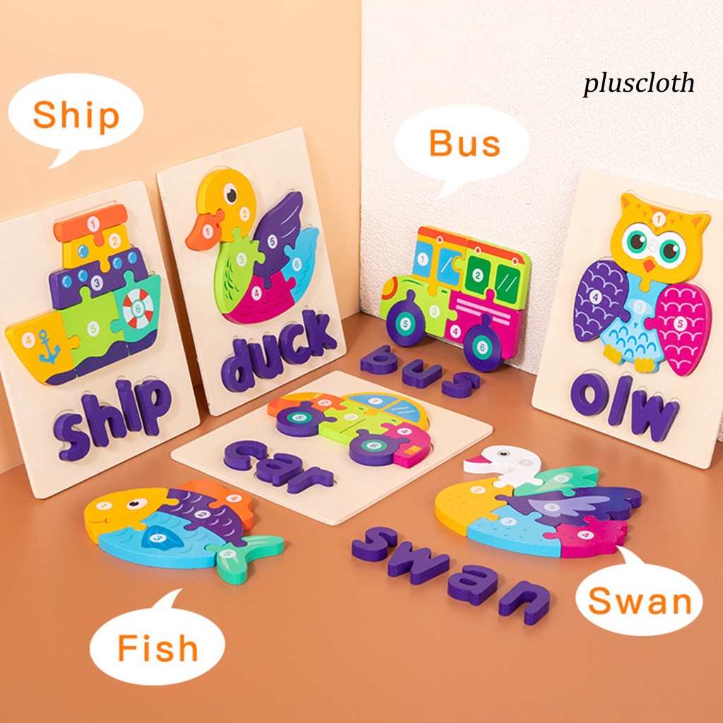 Đồ Chơi Lắp Ráp Bằng Gỗ Họa Tiết Hoạt Hình Dễ Thương Cho Bé