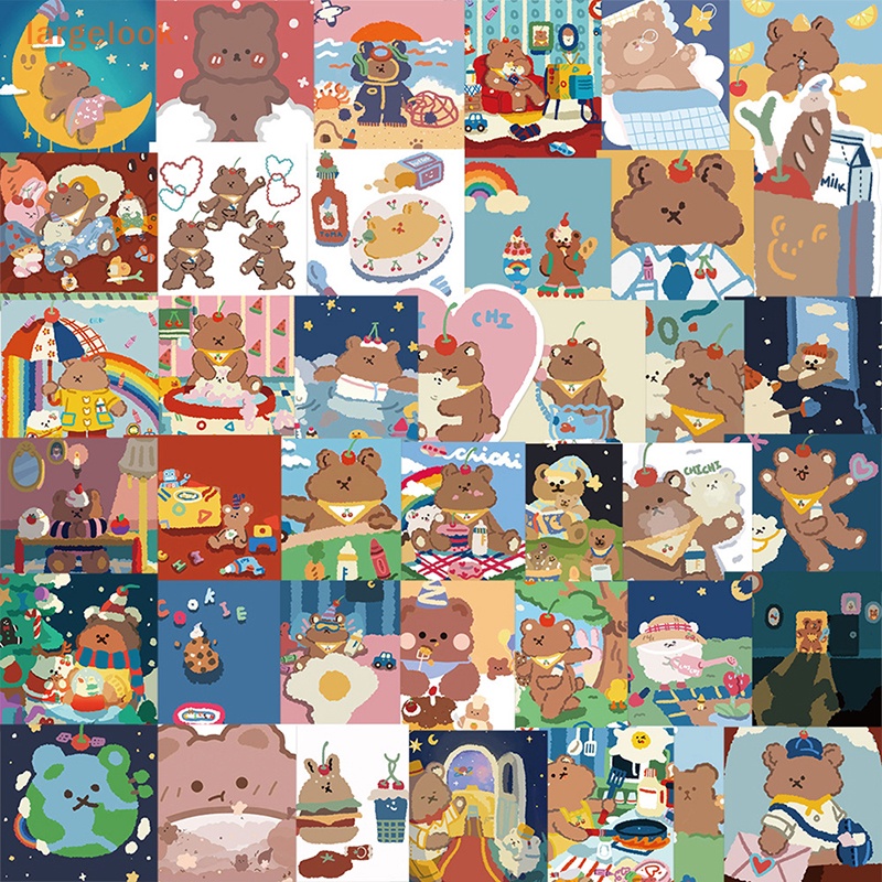 Set 40 Miếng Dán Hình Gấu Hoạt Hình Graffiti Trang Trí Xe Hơi / Guitar / Laptop / Ipad