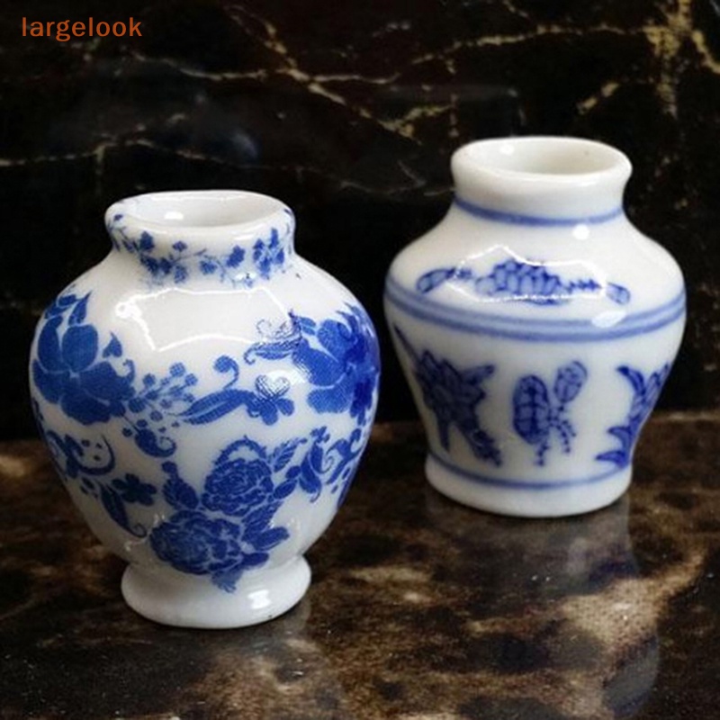 Bình Hoa Sứ Màu Trắng Và Xanh Cỡ Lớn Tỷ Lệ 1 / 12 Trang Trí Nhà Búp Bê