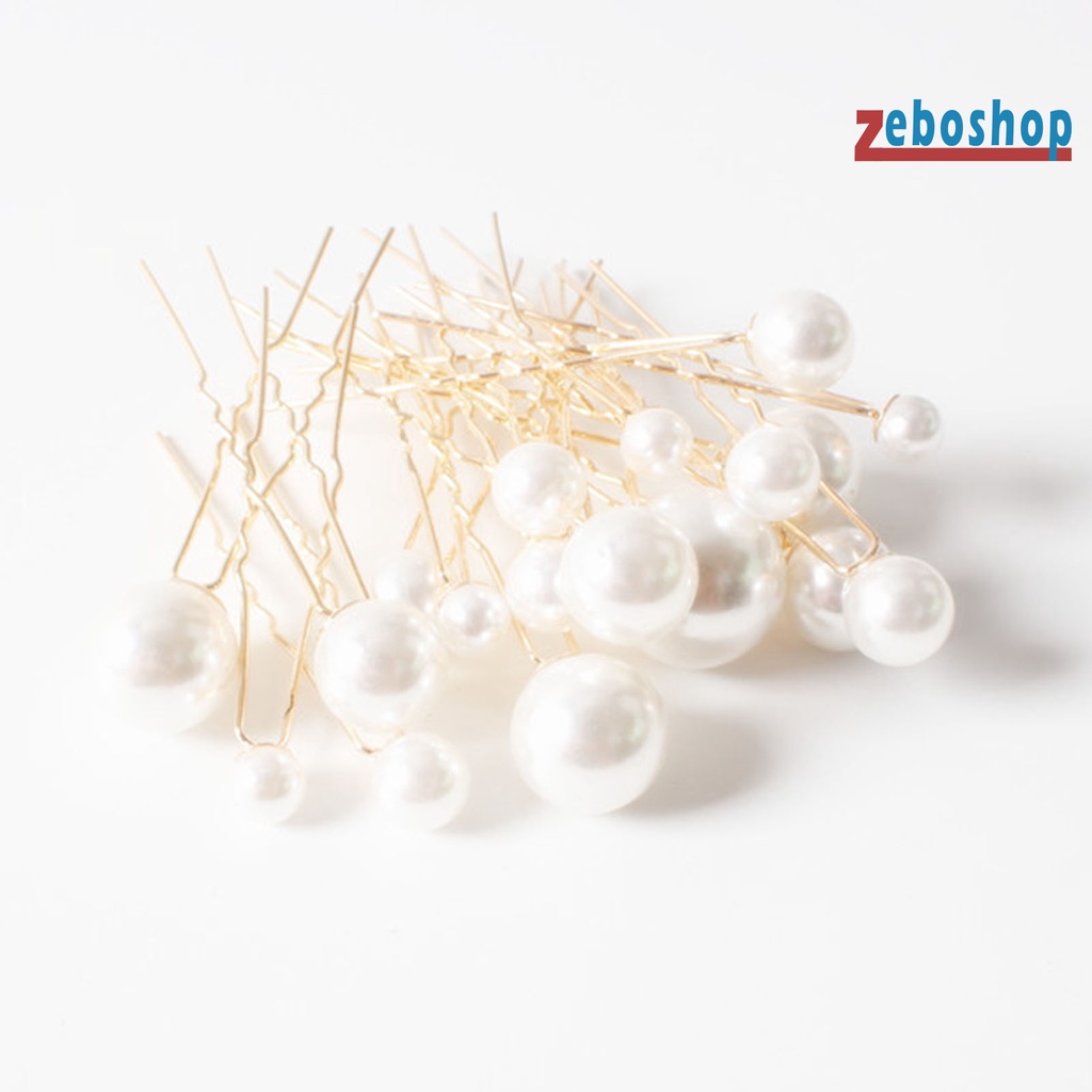 Set 18 Trâm Cài Tóc Chữ U Đính Ngọc Trai Giả Chống Trượt