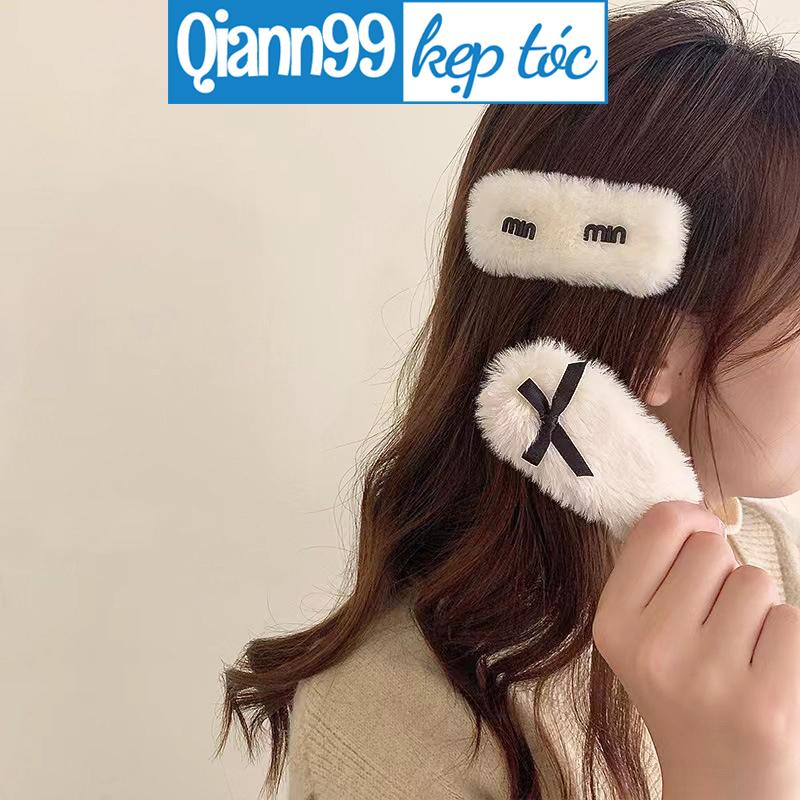 💓Bộ Kẹp Tóc Lông Nhung Đính Nơ Thời Trang Cao Cấp Cho Nữ