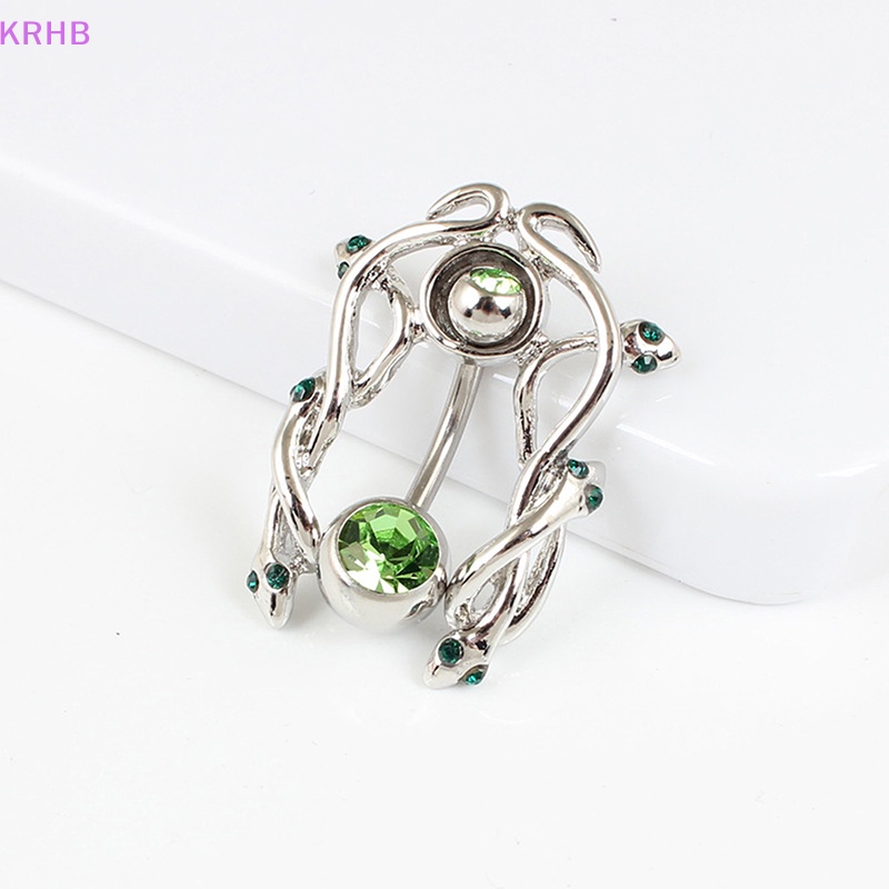 Khuyên Rốn Hình Rắn Đính Đá Xanh Lá Bằng Thép Không Gỉ Không Gây Dị Ứng Thời Trang Cho Nữ Mới
