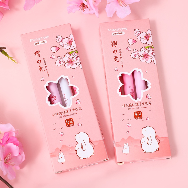 Set 4 Bút Nhấn Nhanh Khô Đầu Lò Xo 0.5mm
