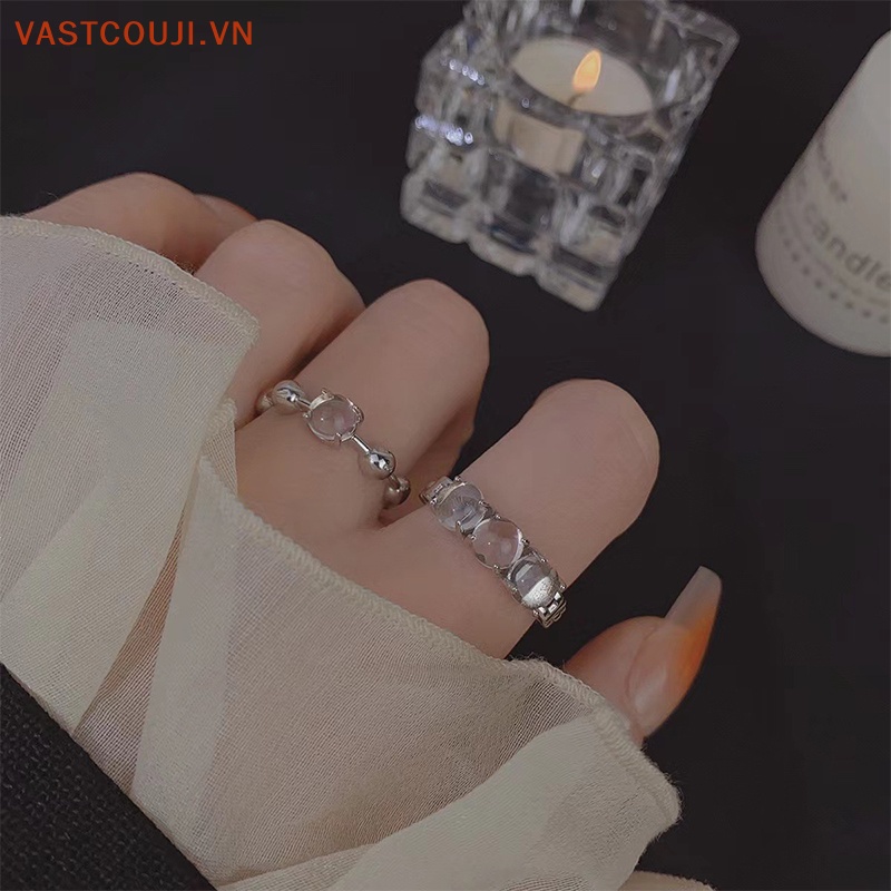 Bộ 2 Nhẫn Hợp Kim Đính Đá Lấp Lánh Phong Cách Vintage Thời Trang Cho Nam Và Nữ