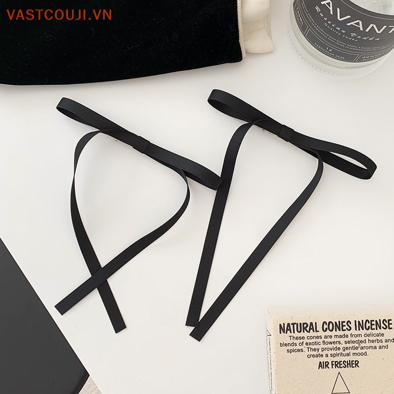 1 Cặp Kẹp Tóc Nơ Dài Kiểu Vintage Cho Nữ