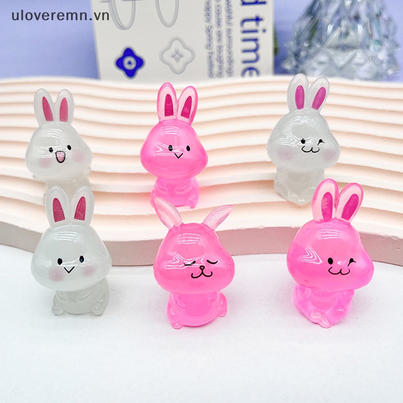 Mô Hình Chú Thỏ Mini Bằng Resin Màu Dạ Quang Dễ Thương Trang Trí Nhà Búp Bê DIY