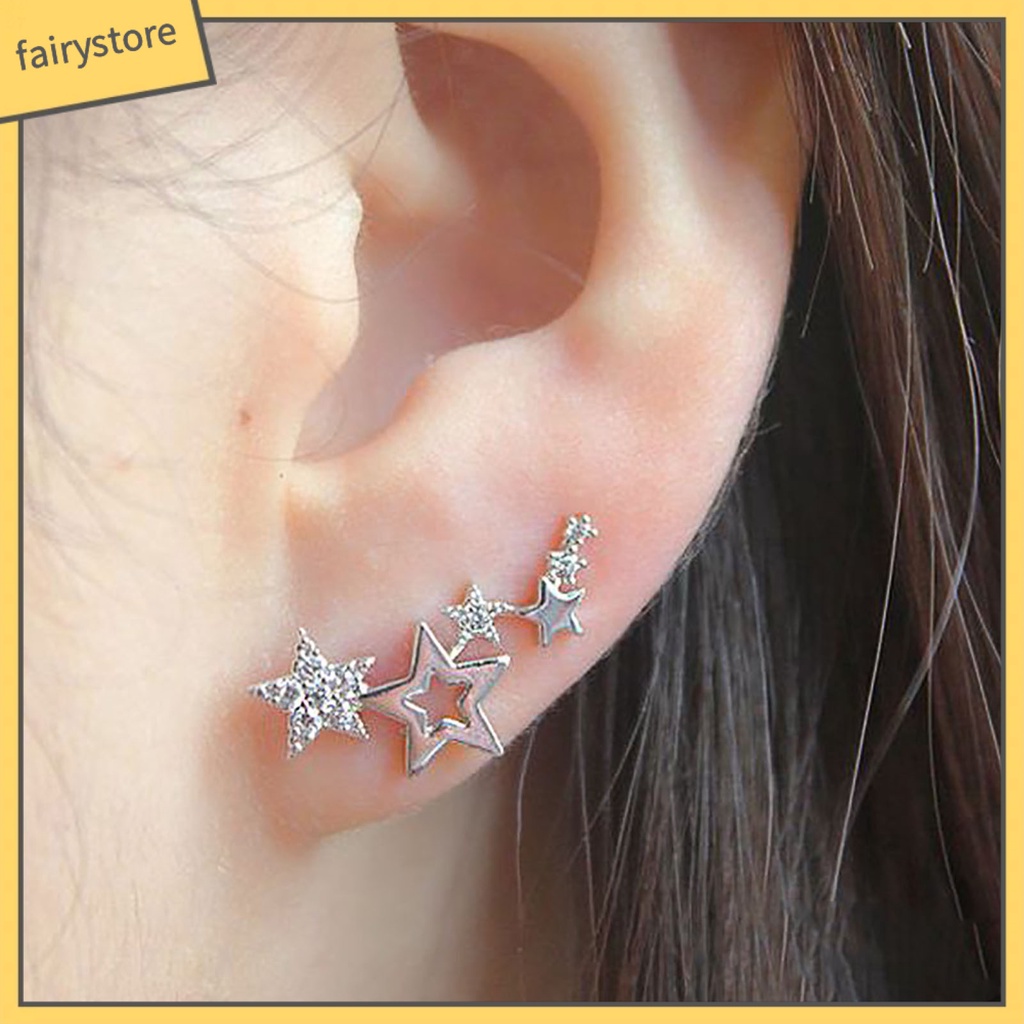 1 Đôi Bông Tai Hình Ngôi Sao Đính Đá Lấp Lánh Dành Cho Nữ