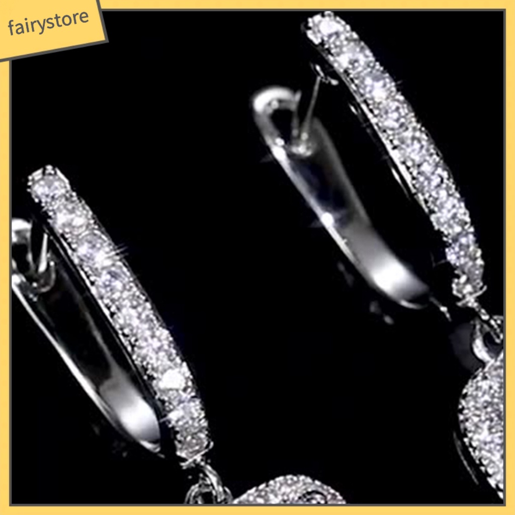 1 Đôi Bông Tai Hình Vuông Đính Đá Zircon Lấp Lánh Phong Cách Hàn Quốc