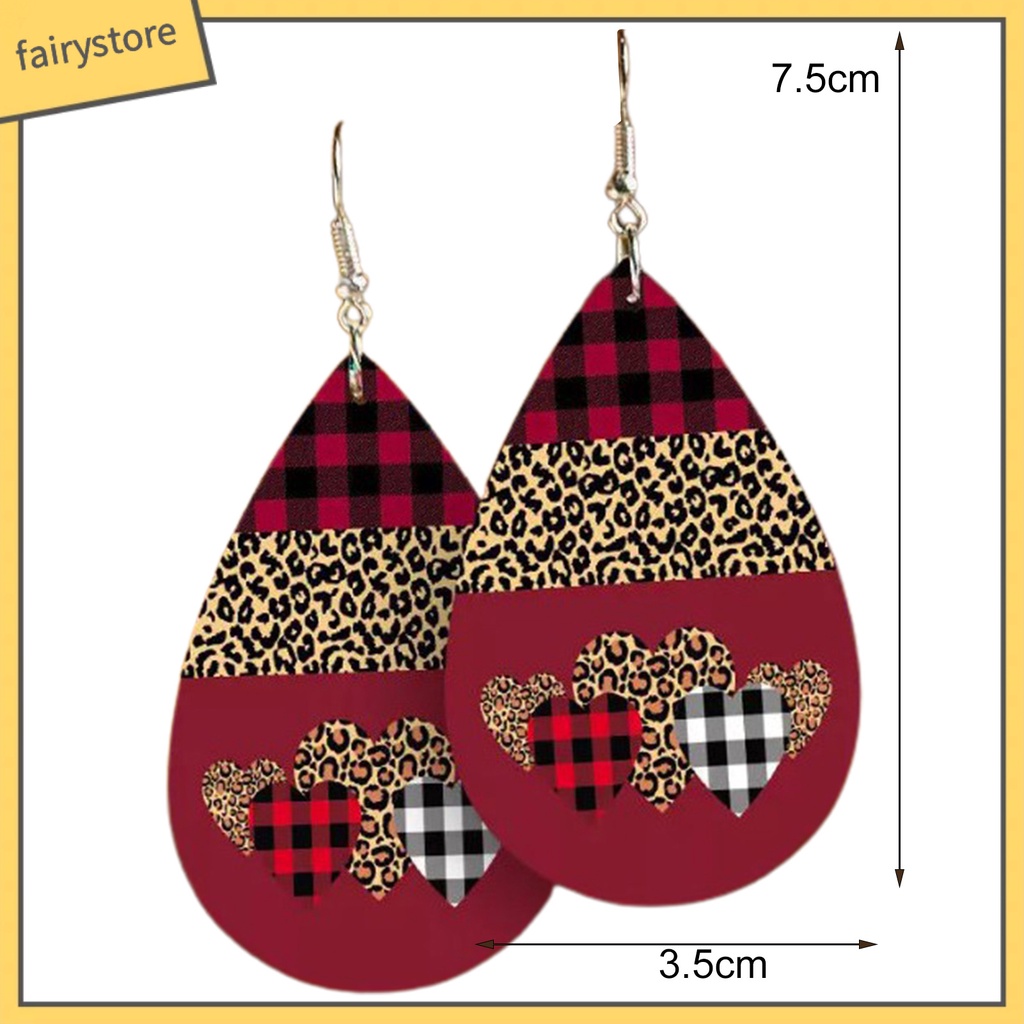 1 Đôi Bông Tai Giả Da Hình Giọt Nước Bằng Thép Không Gỉ