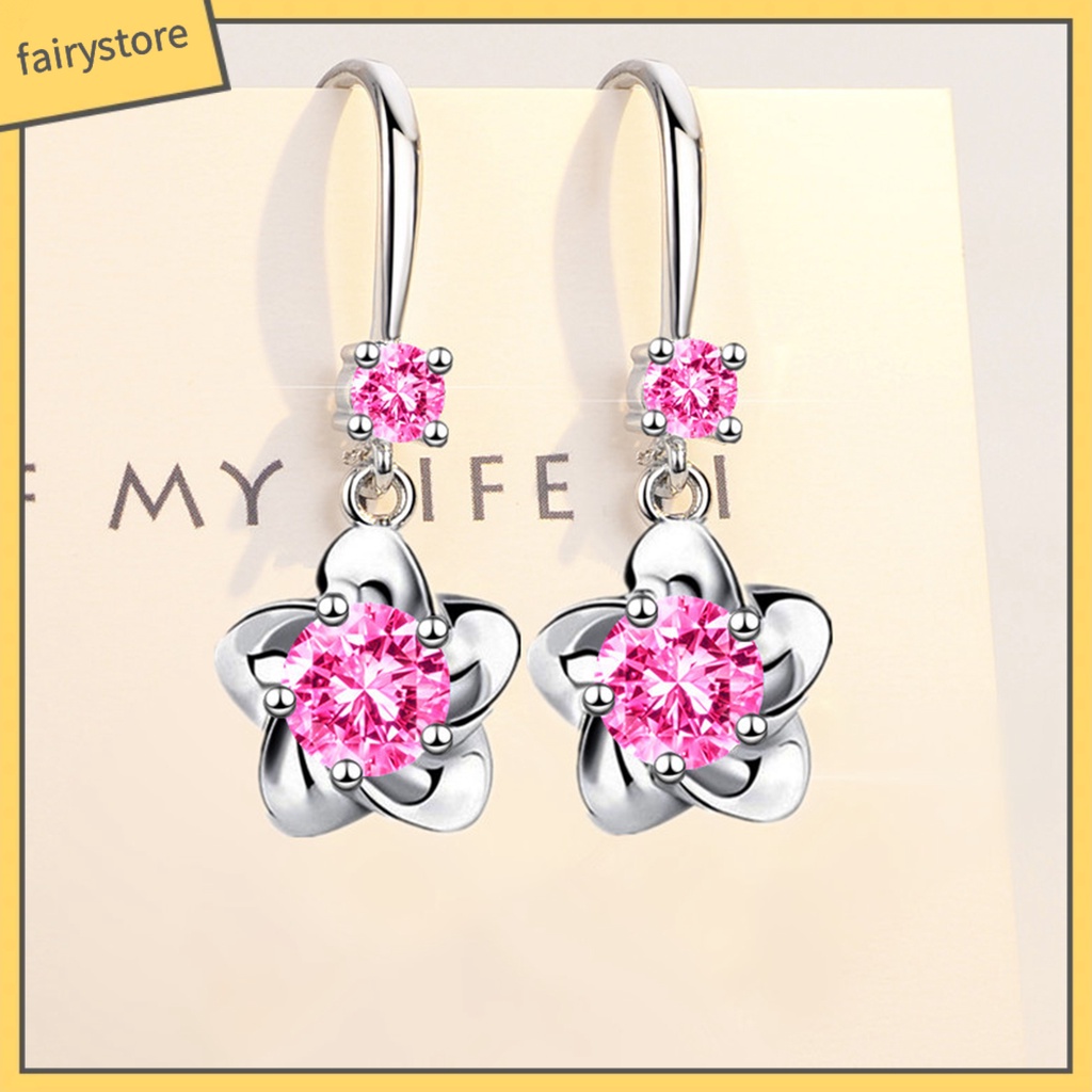 1 Đôi Bông Tai Hình Hoa Đính Đá Lấp Lánh Dành Cho Nữ