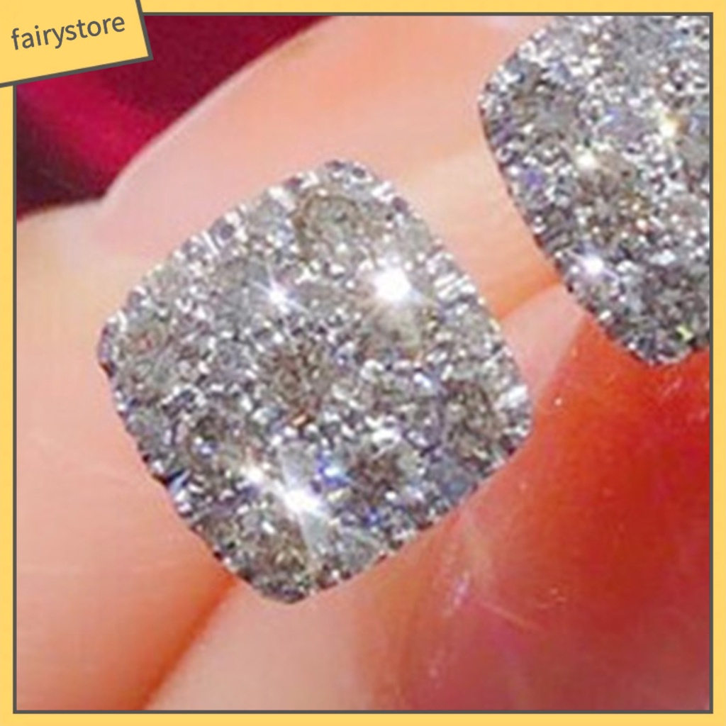 1 Cặp Bông Tai Đính Đá Bằng Đồng Thiết Kế Tối Giản Thời Trang Cho Nữ