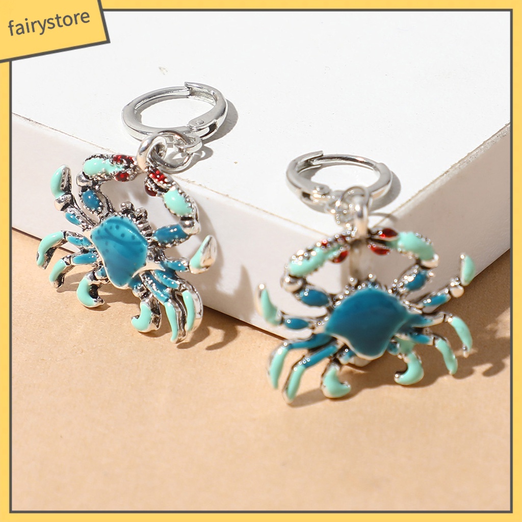 1 Đôi Bông Tai Hình Con Cua Bằng Kim Loại Bóng Đẹp Mắt Dành Cho Nữ