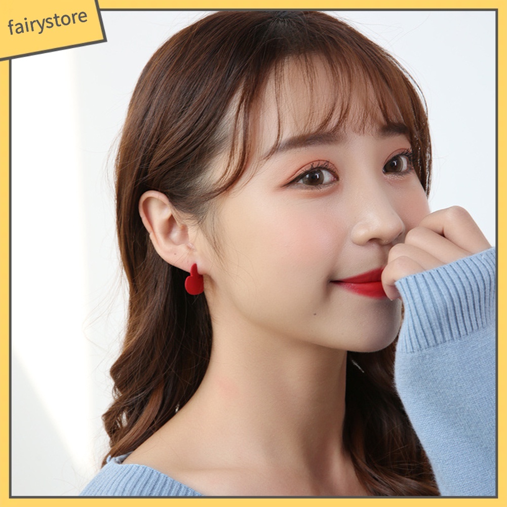 1 / 2 Đôi Bông Tai Hình Trái Tim Thời Trang Cho Nữ