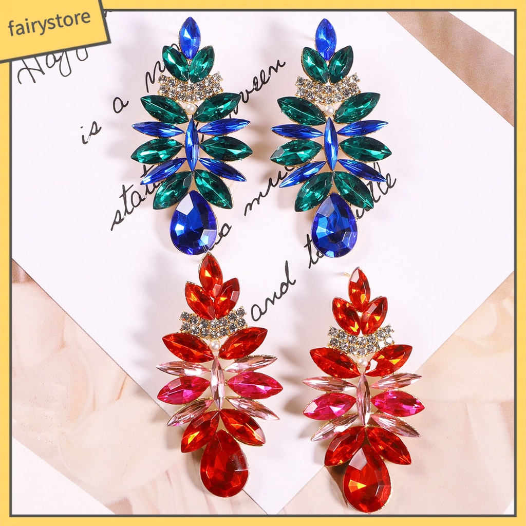 1 Đôi Bông Tai Hình Giọt Nước Đính Đá Lấp Lánh Dành Cho Nữ