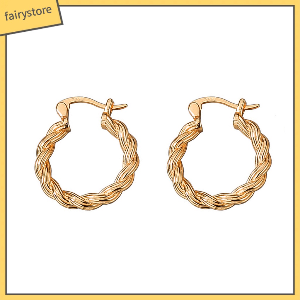 1 Đôi Bông Tai Tròn Xoắn Phong Cách Retro Dành Cho Nữ