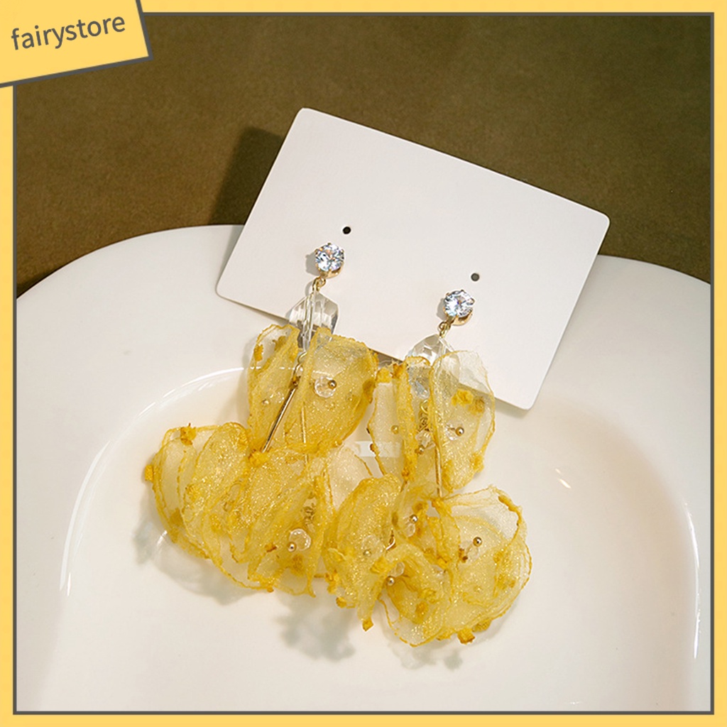 1 Đôi Bông Tai Hình Hoa Thủ Công Bằng Vải Chống Mòn