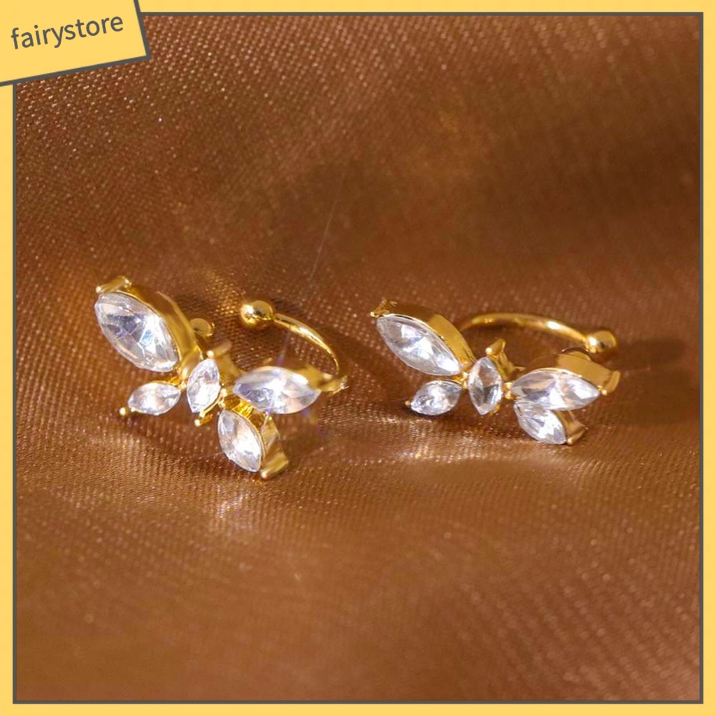 1 Đôi Bông Tai Kẹp Hình Bướm Đính Đá Zircon Phong Cách Nhật Bản Dành Cho Nữ