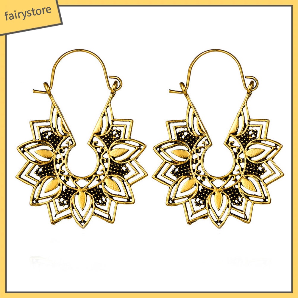 Bông Tai Hình Hoa Rỗng Phong Cách Vintage Thời Trang Cho Nữ