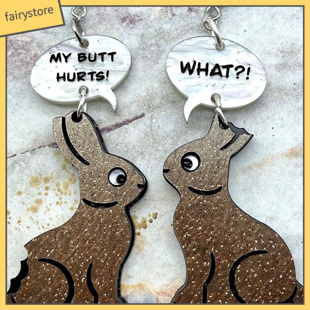 1 Đôi Bông Tai Hình Thỏ Hoạt Hình Bằng Acrylic Quyến Rũ