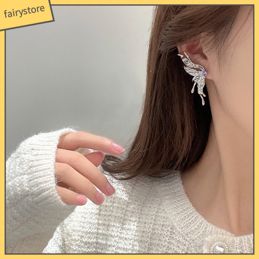 1 Đôi Bông Tai Hình Bướm Dạng Lỏng Phong Cách Punk Dành Cho Nữ