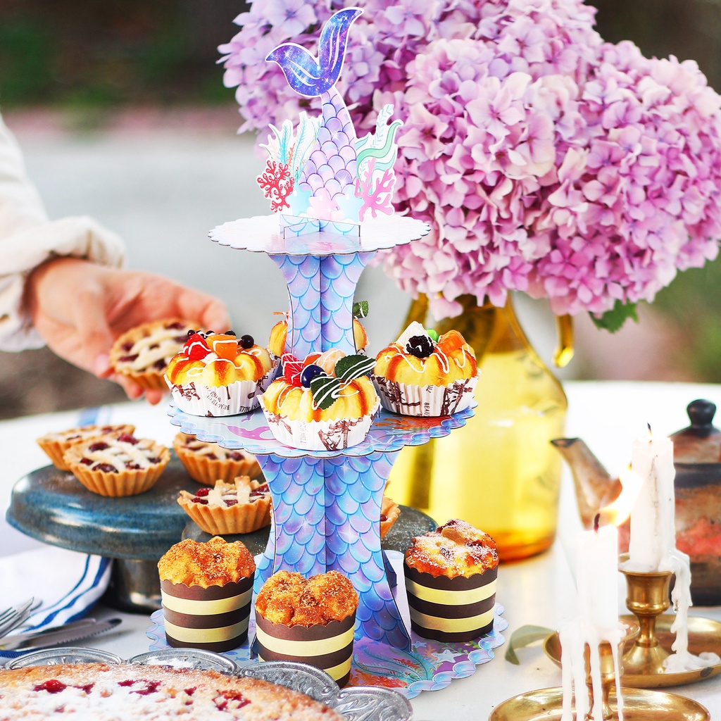 Set 2 Giá Đỡ Trưng Bày Bánh Cupcake Hình Nàng Tiên Cá