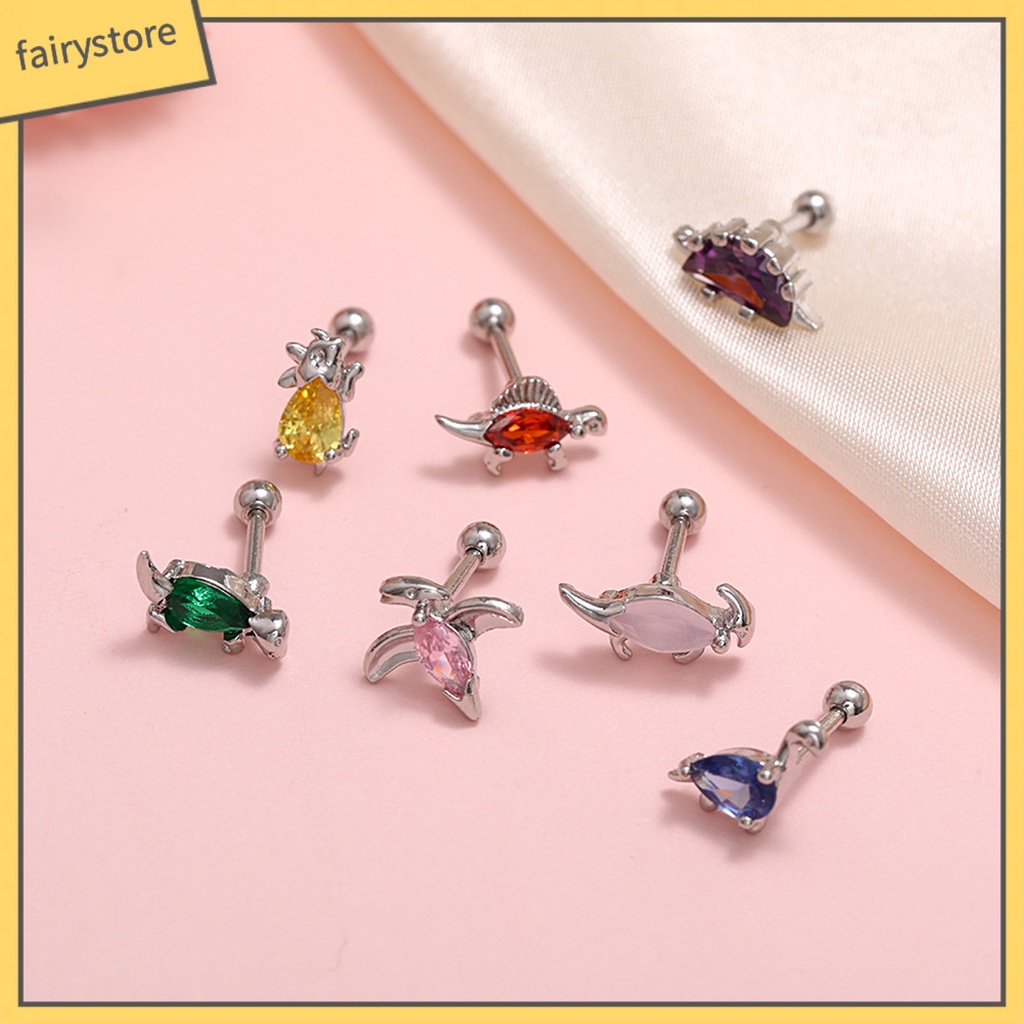 1 Bông Tai Hình Khủng Long Bằng Hợp Kim Đính Đá Zircon Dành Cho Nữ