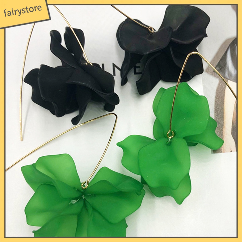 1 Đôi Bông Tai Móc Hình Cánh Hoa Handmade Phong Cách Bohemian