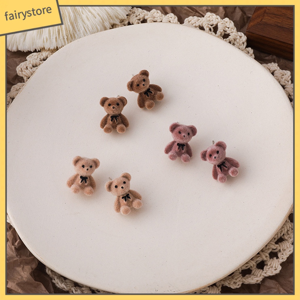 1 Đôi Bông Tai Hình Gấu Hoạt Hình Bằng Hợp Kim Cho Nữ