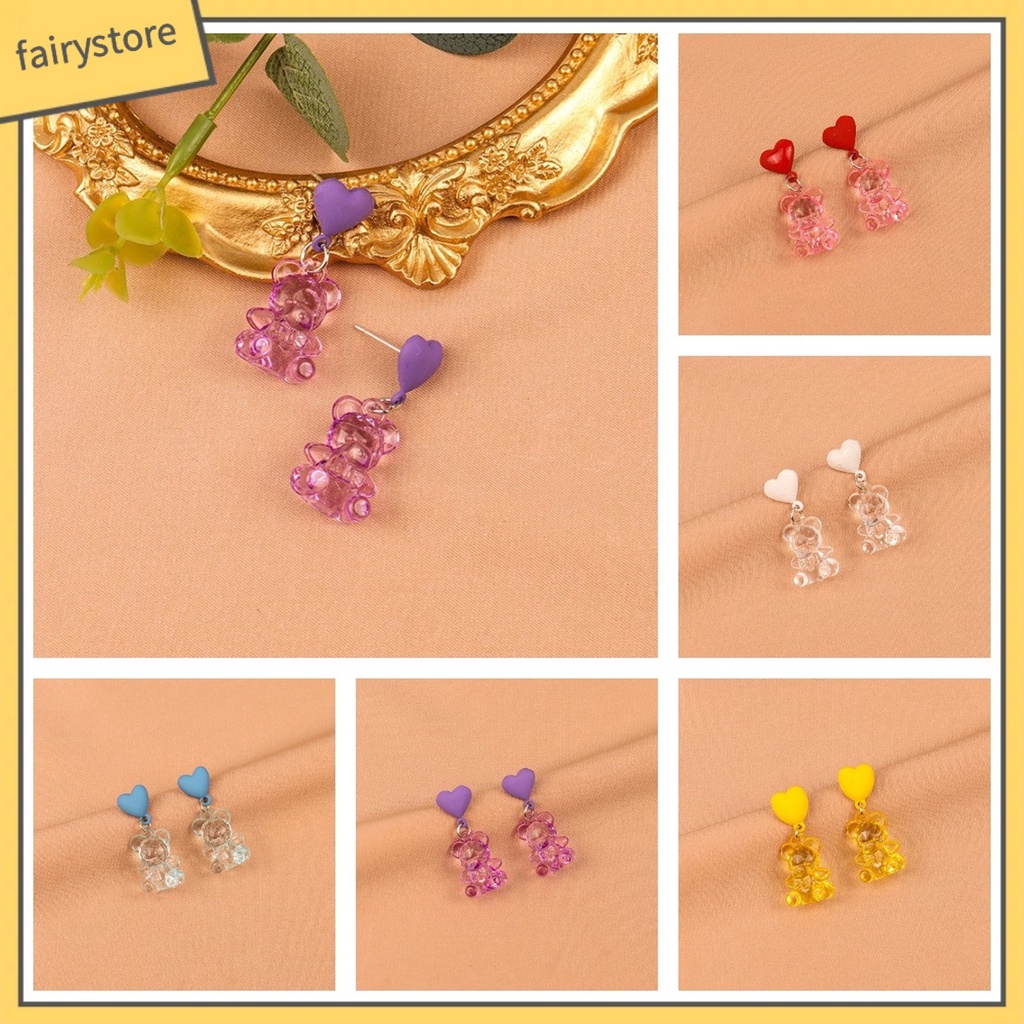 1 Đôi Bông Tai Hình Gấu Hoạt Hình Dễ Thương