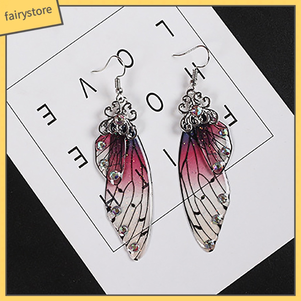 Bông Tai Hình Cánh Bướm Đính Đá Nhiều Màu Sắc Dành Cho Nữ