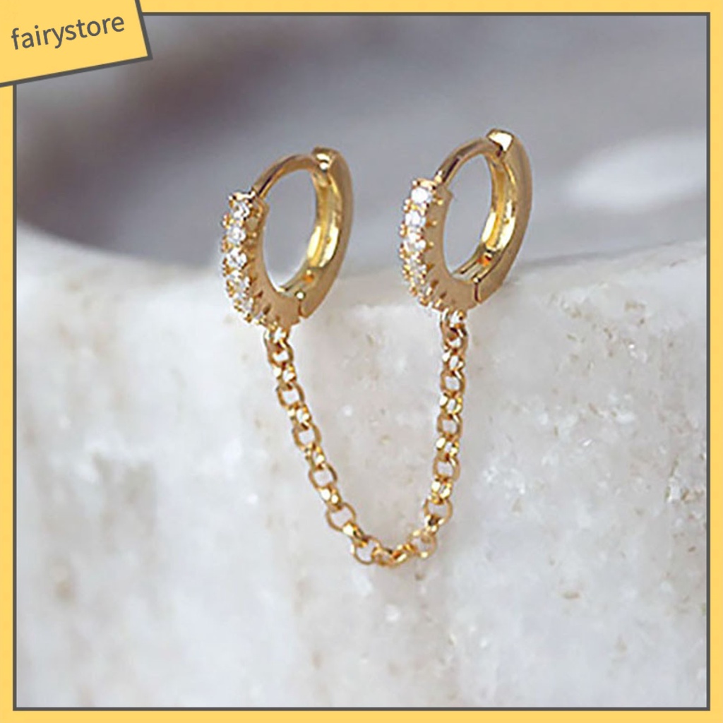 1 Đôi Bông Tai Tròn Đính Đá Zircon Thời Trang Dành Cho Nữ