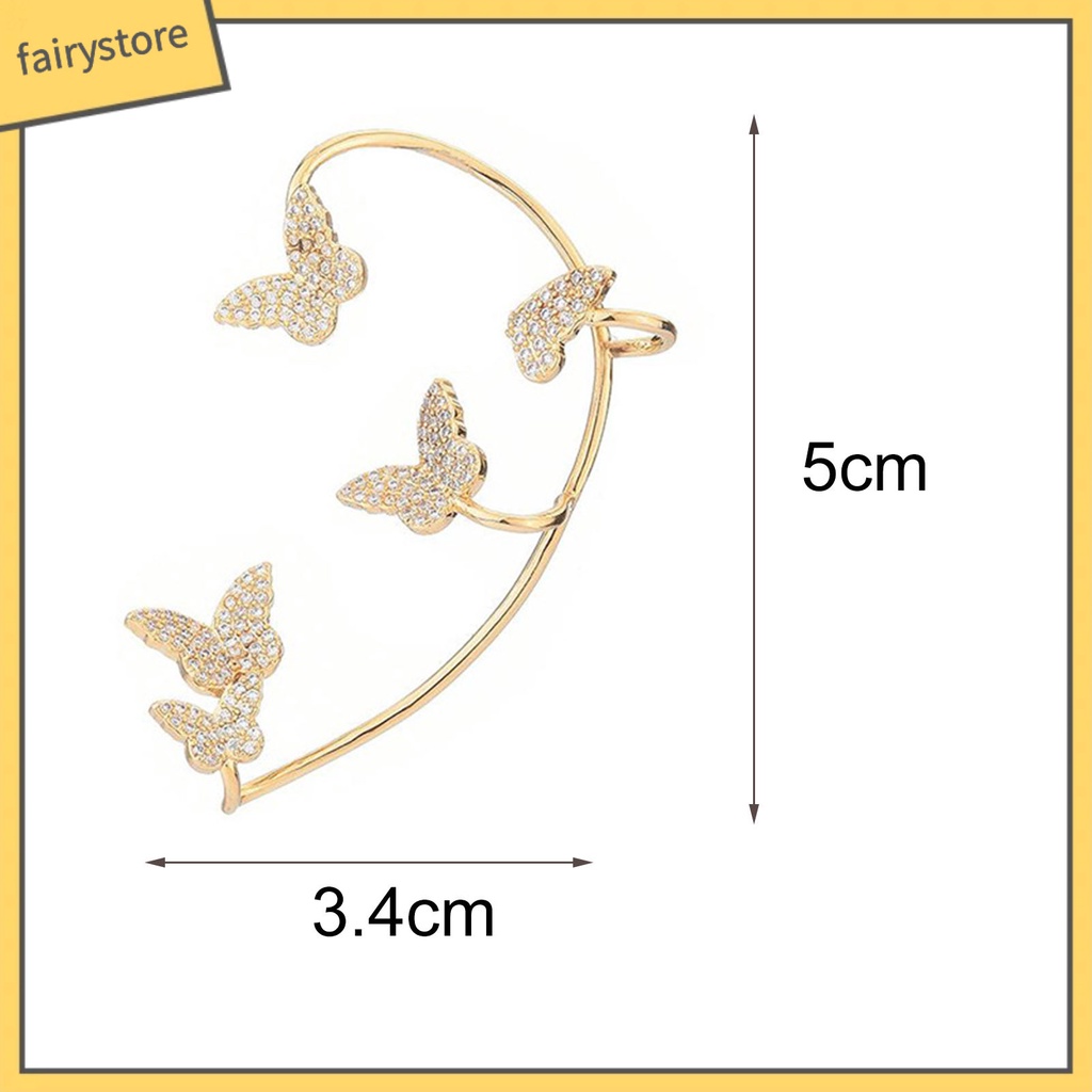 1 Bông Tai Kẹp Hình Bướm Đính Đá Đơn Giản Cho Đám Cưới