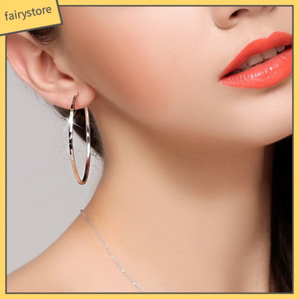 1 Đôi Bông Tai Hình Tròn Lớn Họa Tiết Hình Học Thời Trang Dành Cho Nữ