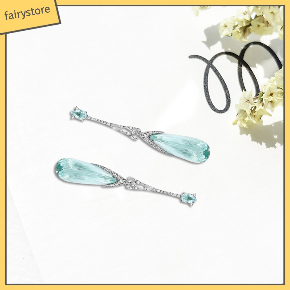 Bông Tai Hình Giọt Nước Đính Đá Topaz Giả Thời Trang Dành Cho Nữ