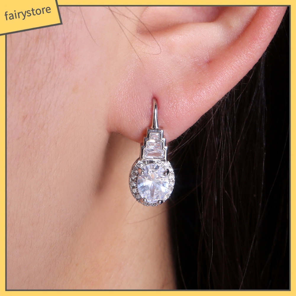 Khuyên Tai Đính Đá Zircon Thời Trang Cho Nữ