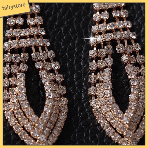 Đôi Khuyên Tai Dài Đính Đá Thời Trang Cho Nữ