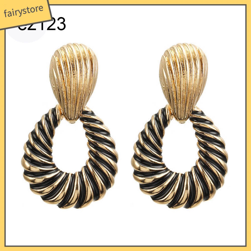 Bông Tai Dáng Dài Hình Tròn / Vuông Thời Trang Cho Nữ