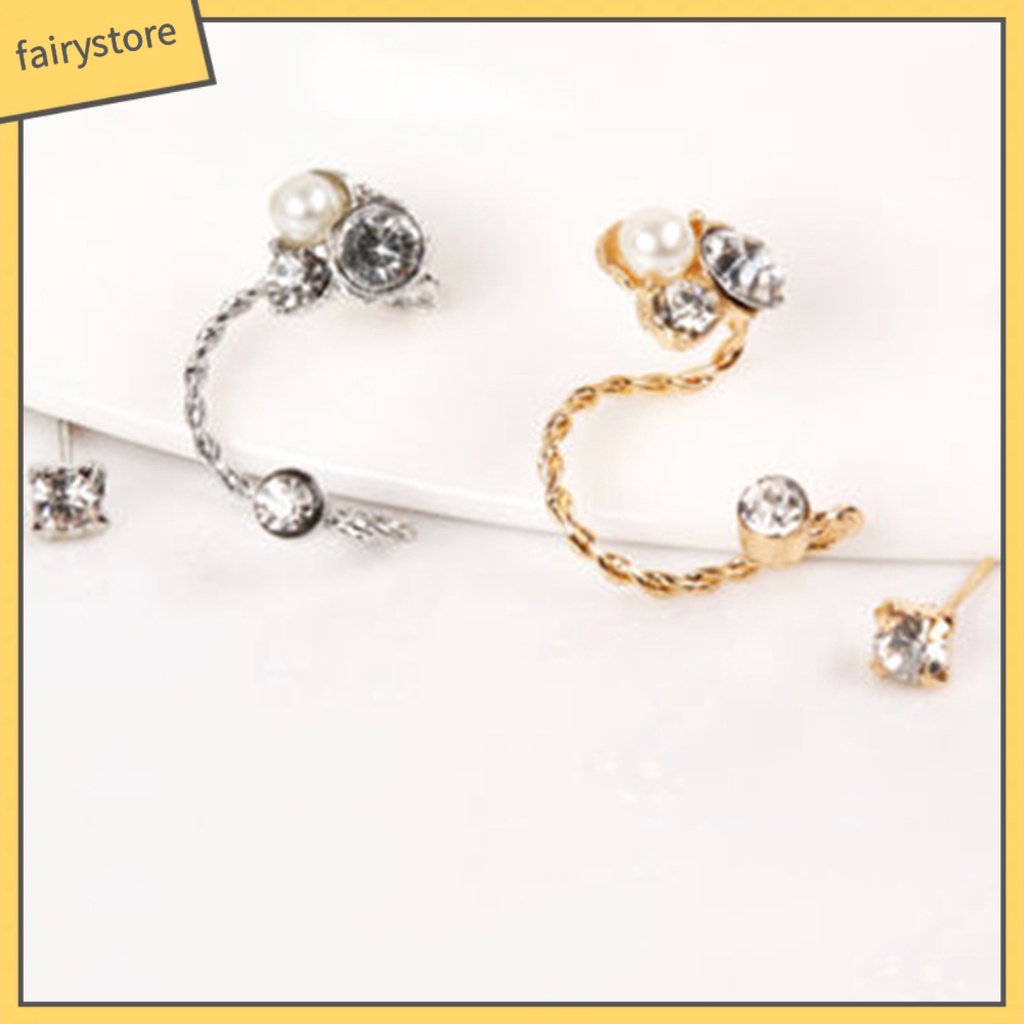 1 Bộ Bông Tai Hợp Kim Đính Đá &amp; Ngọc Trai Nhân Tạo Cho Nữ