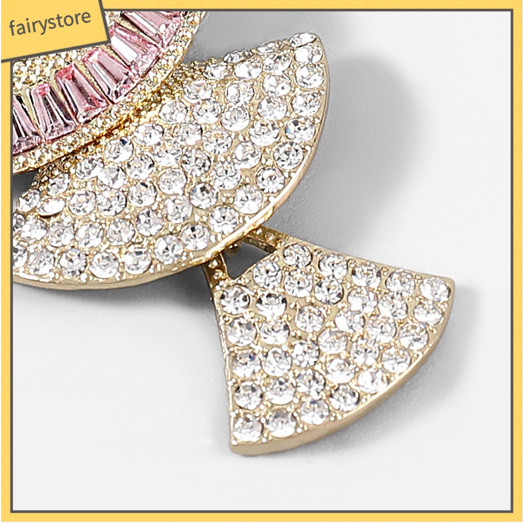 1 Đôi Bông Tai Hình Quạt Đính Đá Nhiều Màu Sắc Lấp Lánh Dành Cho Nữ