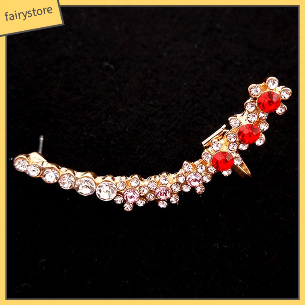 [FRO] 1 Khuyên Tai Tích Hợp Kẹp Đính Đá Hình Bông Tuyết Cho Nữ