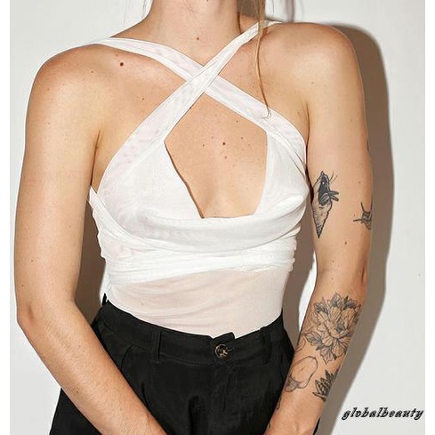 Áo Lưới Kiểu Chéo Hở Lưng Thời Trang Mùa Hè Cho Nữ