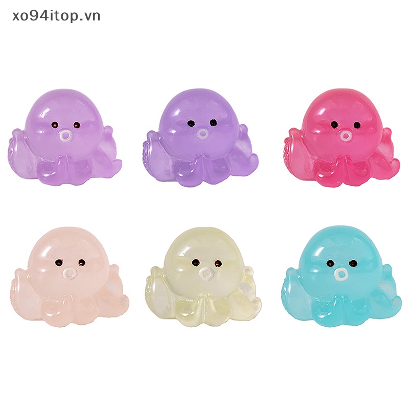 Set 1 / 5 Tượng Bạch Tuộc Dạ Quang Mini Bằng Nhựa Resin Trang Trí Bảng Điều Khiển Xe Hơi